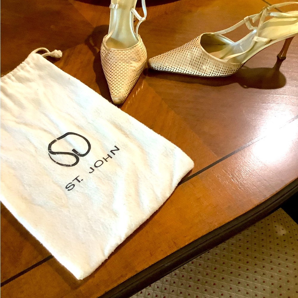 St. John Gold Evening Slingback Heels